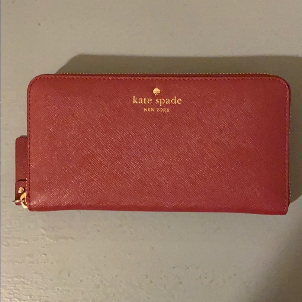 Kate Spade Burgundy Large Zip Wallet